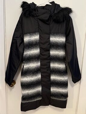 NWT Olyss of New York black & grey puffer jacket with detachable fur hood